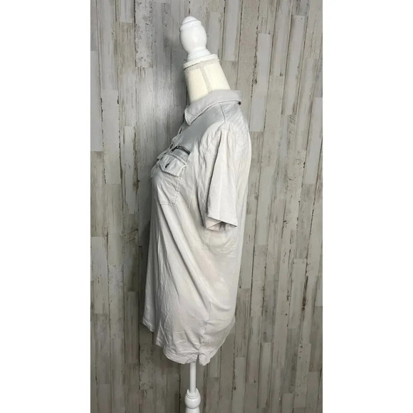 Rock & Republic Men's Gray Polo Shirt Medium Short Sleeve Double Pockets - Picture 2 of 4